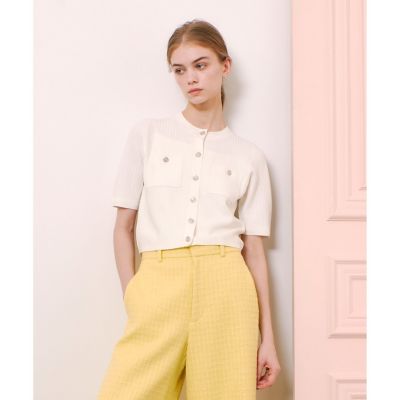 【LOULOU WILLOUGHBY】ポケット付半袖カーディガン LOULOU WILLOUGHBY】ポケット付半袖