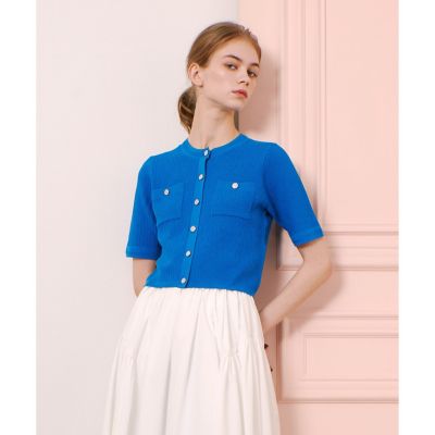 【LOULOU WILLOUGHBY】ポケット付半袖カーディガン LOULOU WILLOUGHBY】ポケット付半袖