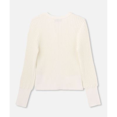 【LOULOU WILLOUGHBY】キーネックリブカーディガン LOULOU WILLOUGHBY】◇ バイカラーキーネック5分袖カーディガン
