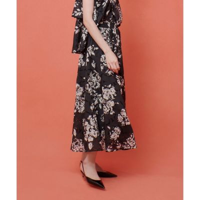 Alexander McQUEEN フレアスカート　モノトーン　鳥柄 Alexander McQUEEN フレアスカート モノトーン 鳥柄 Alexander