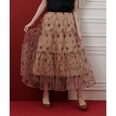 【関税込】DVF ★柔らかくて贅沢な着心地★ Whitley スカート LOULOU WILLOUGHBY】オーガンジーフラワー刺繍