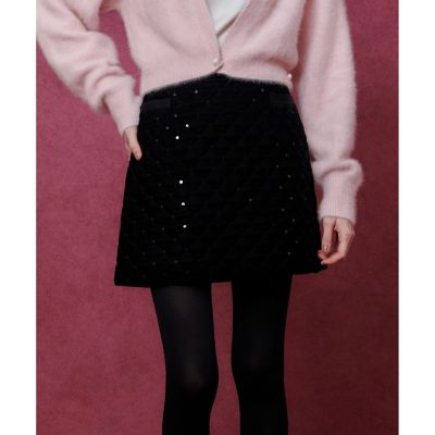 ＜allureville (Women)＞【ＬＯＵＬＯＵ　ＷＩＬＬＯＵＧＨＢＹ】ベロアキルティングミニスカート