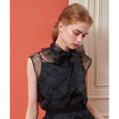 allureville (Women)/アルアバイル【LOULOU WILLOUGHBY】オーガンジーフラワー刺繍ブラウス 95ブラック トップス【三越伊勢丹/公式】
