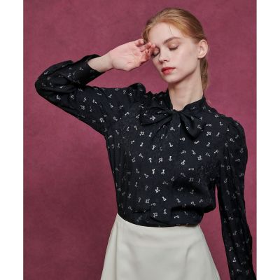 allureville (Women)/アルアバイル【LOULOU WILLOUGHBY】KEYジャカードボウタイブラウス 95ブラック トップス【三越伊勢丹/公式】