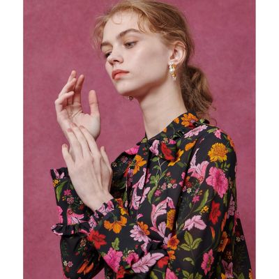 アルアバイル　ルルウィルビー ハーネスプリントリボンブラウス LOULOU WILLOUGHBY】ハーネスプリントリボン