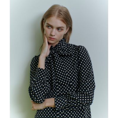 ◇【LOULOU WILLOUGHBY】デシンドットフリルボウタイ