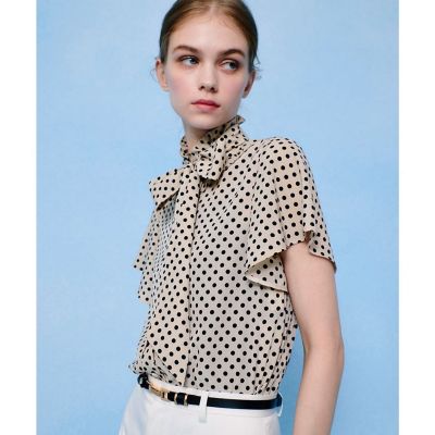 ◇　【ＬＯＵＬＯＵ　ＷＩＬＬＯＵＧＨＢＹ】デシンドットフレアスリーブブラウス