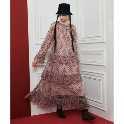 【美品】アルアバイル　ルルウィルビー フロッキードットワンピース allureville｜【LOULOU WILLOUGHBY】フロッキードットレース