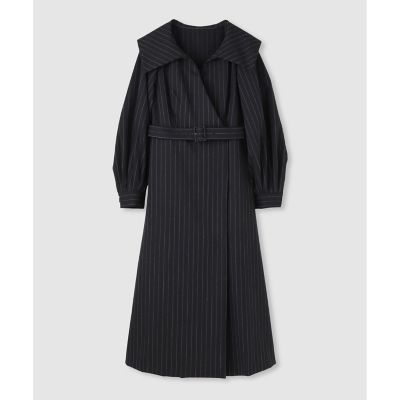 allureville (Women)/アルアバイル【LOULOU WILLOUGHBY】W先染めセーラーカラーワンピース 98ブラック ワンピース・ドレス【三越伊勢丹/公式】