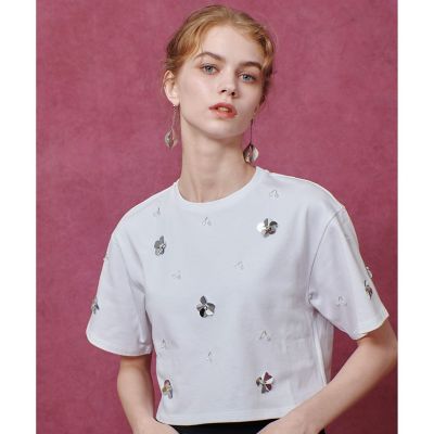 allureville (Women)/アルアバイル【LOULOU WILLOUGHBY】スパンコールTシャツ 02オフホワイト トップス【三越伊勢丹/公式】