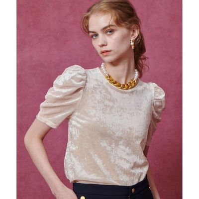 LOULOU WILLOUGHBY　ベロア半袖プルオーバー LOULOU WILLOUGHBY】ベロア半袖プルオーバー