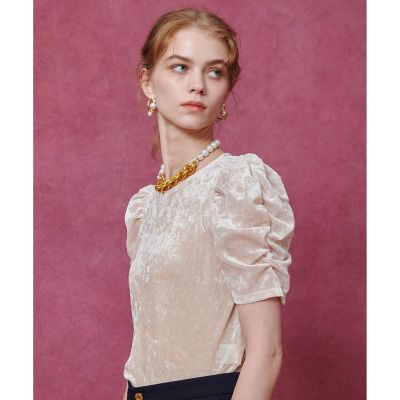 LOULOU WILLOUGHBY　ベロア半袖プルオーバー LOULOU WILLOUGHBY】ベロア半袖プルオーバー