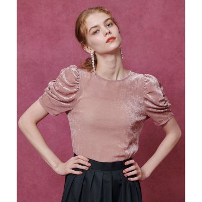 LOULOU WILLOUGHBY　ベロア半袖プルオーバー LOULOU WILLOUGHBY】ベロア半袖プルオーバー