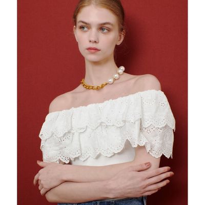 LOULOU WILLOUGHBY】レーススカラッププルオーバー