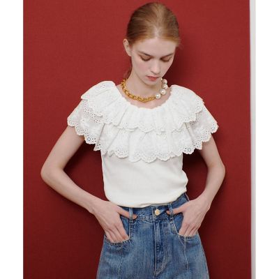 LOULOU WILLOUGHBY】レーススカラッププル