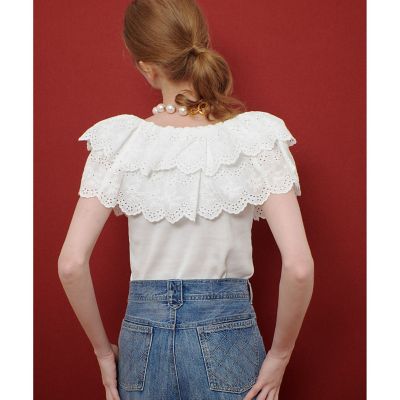 LOULOU WILLOUGHBY】レーススカラッププルオーバー