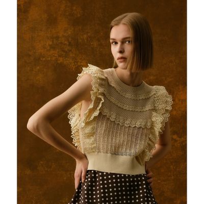 allureville / アルアバイル 【LOULOU WILLOUGHBY】レースフリルニットプルオーバー LOULOU WILLOUGHBY】レースフリルニットプル