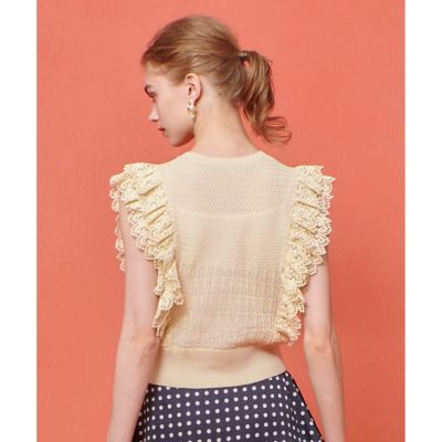 LOULOU WILLOUGHBY】レースフリルニットプル