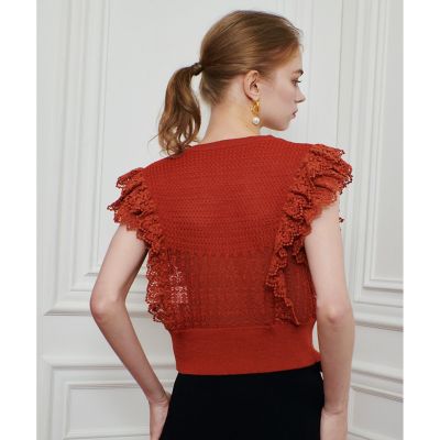 LOULOU WILLOUGHBY】レースフリルニットプルオーバー