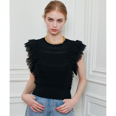 LOULOU WILLOUGHBY】レースフリルニットプルオーバー