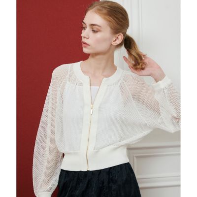 allureville (Women)/アルアバイル【LOULOU WILLOUGHBY】柄編みニットブルゾン 02オフホワイト コート・ジャケット【三越伊勢丹/公式】