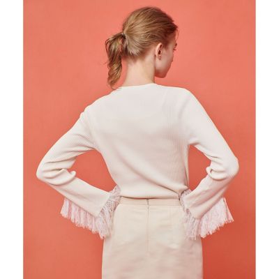 LOULOU WILLOUGHBY】スリーブヘムレースプルオーバー