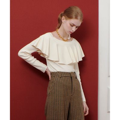 LOULOU WILLOUGHBY】ラッフルオフショルプルオーバー