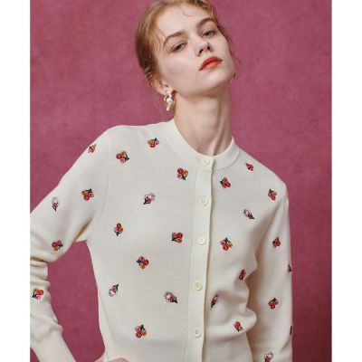 allureville (Women)/アルアバイル【LOULOU WILLOUGHBY】フラワーシシュウカーディガン 08ホワイト トップス【三越伊勢丹/公式】