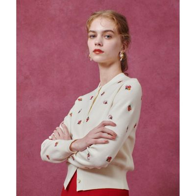 アルアバイル　ルルウィルビー フラワーシシュウカーディガン LOULOU WILLOUGHBY】フラワーシシュウカーディガン