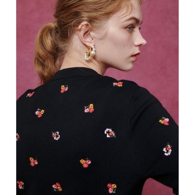 allureville (Women)/アルアバイル【LOULOU WILLOUGHBY】フラワーシシュウカーディガン 98ブラック トップス【三越伊勢丹/公式】