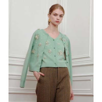 allureville (Women)/アルアバイル【LOULOU WILLOUGHBY】ビーズフラワーカーディガン 73ミントグリーン トップス【三越伊勢丹/公式】