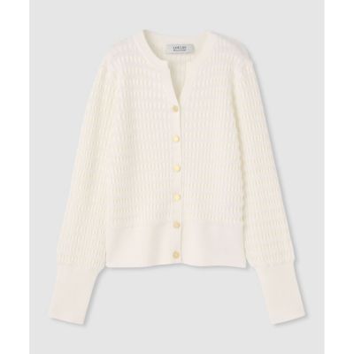 allureville (Women)/アルアバイル 【LOULOU WILLOUGHBY】フェザーボーダーカーディガン 02オフホワイト トップス【三越伊勢丹/公式】