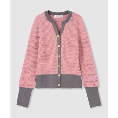 allureville (Women)/アルアバイル 【LOULOU WILLOUGHBY】フェザーボーダーカーディガン 41ピンク トップス【三越伊勢丹/公式】