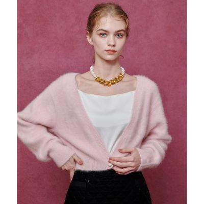 allureville (Women)/アルアバイル【LOULOU WILLOUGHBY】カシミヤブレンドファー加工Vカーディガン 42ライトピンク トップス【三越伊勢丹/公式】