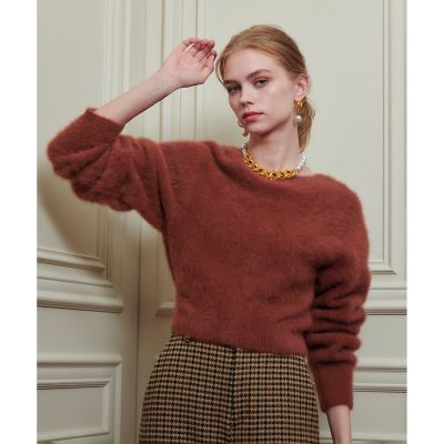 allureville (Women)/アルアバイル【LOULOU WILLOUGHBY】カシミヤブレンドファー加工Vカーディガン 84キャメル トップス【三越伊勢丹/公式】