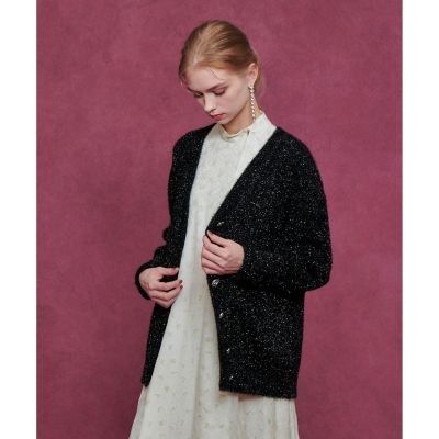 LOULOU WILLOUGHBY】フィルムラメミドルカーディガン