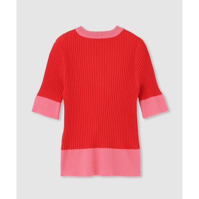 ◇　【ＬＯＵＬＯＵ　ＷＩＬＬＯＵＧＨＢＹ】バイカラーキーネック５分袖カーディガン