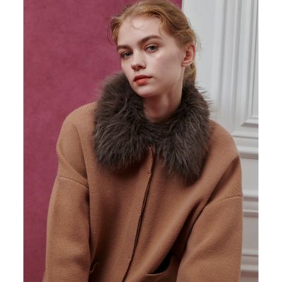 allureville (Women)/アルアバイル【LOULOU WILLOUGHBY】ファー衿ニットショートコート 11ベージュ コート・ジャケット【三越伊勢丹/公式】