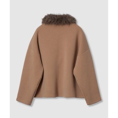 LOULOU WILLOUGHBY】ファー衿ニットショートコート