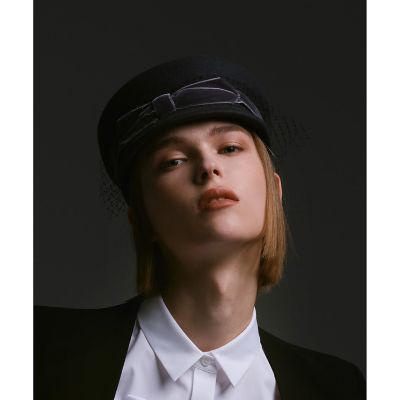 LOULOU WILLOUGHBYパールキャスケット LOULOU WILLOUGHBY】ベロアリボンキャスケット
