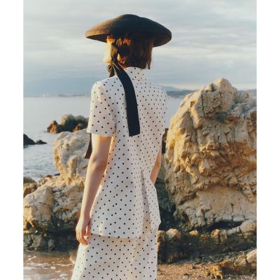 LOULOU WILLOUGHBY】リネン混ドットハーフスリーブ