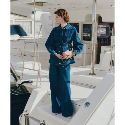 ＜allureville (Women)＞【ＬＯＵＬＯＵ　ＷＩＬＬＯＵＧＨＢＹ】ハイウエストワイドデニムパンツ