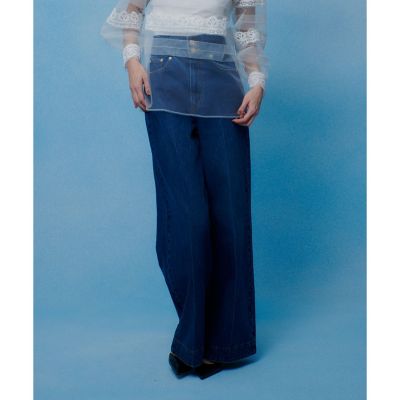 LOULOU WILLOUGHBY】ハイウエストワイドデニムパンツ