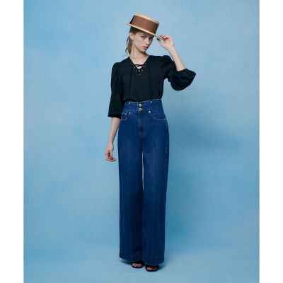 LOULOU WILLOUGHBY】ハイウエストワイドデニムパンツ