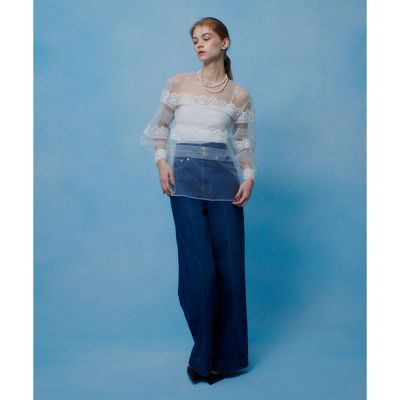 LOULOU WILLOUGHBY】ハイウエストワイドデニムパンツ
