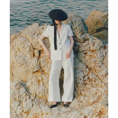 LOULOU WILLOUGHBY】リネン混ドットワイドパンツ