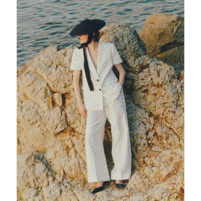 LOULOU WILLOUGHBY】リネン混ドットワイドパンツ