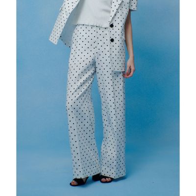 LOULOU WILLOUGHBY】リネン混ドットワイドパンツ