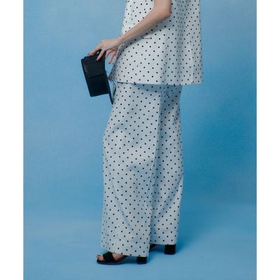 LOULOU WILLOUGHBY】リネン混ドットワイドパンツ