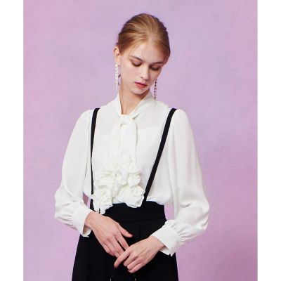 LOULOU WILLOUGHBY】ペタルフリルボウタイブラウス